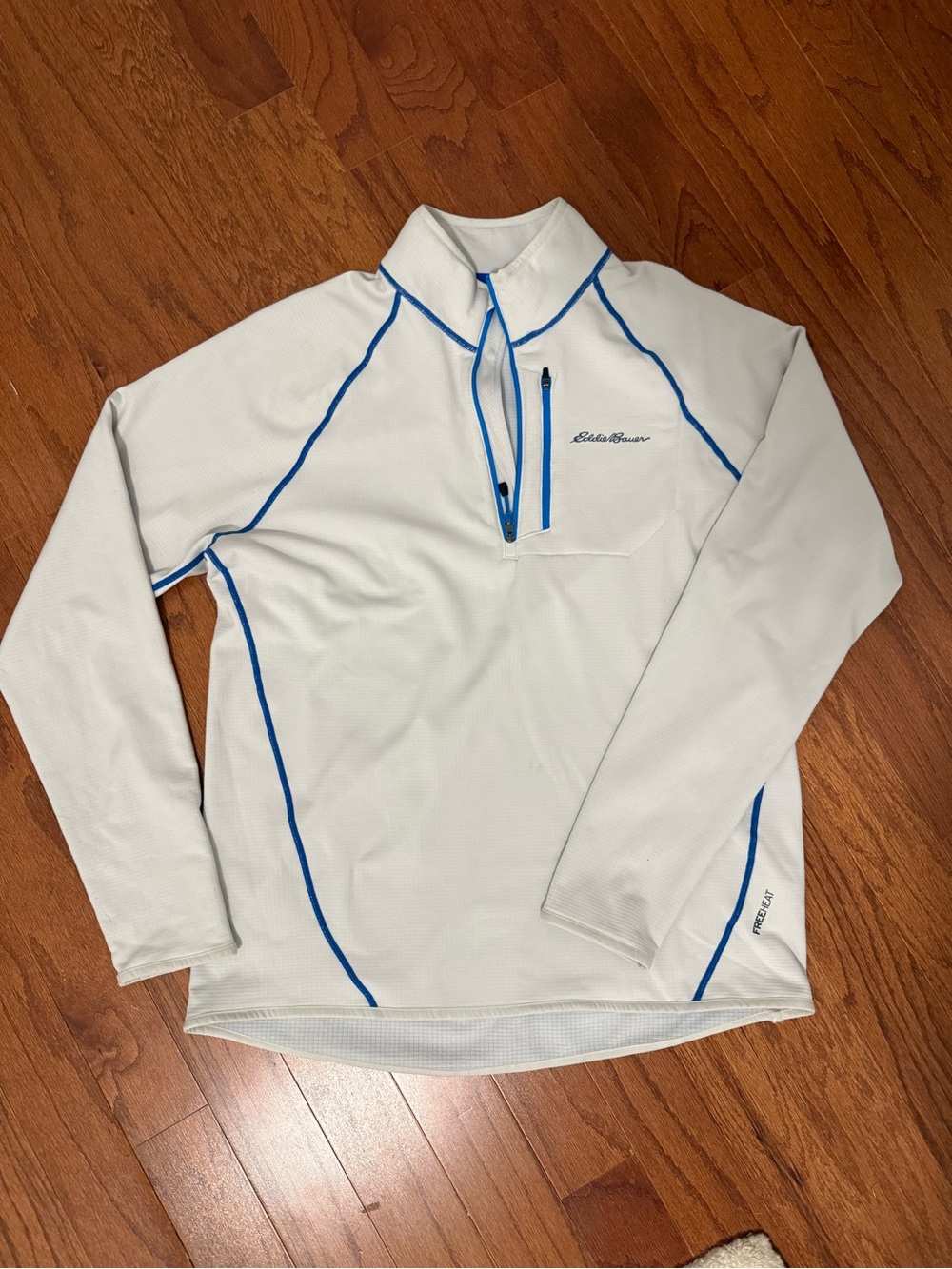 Eddie Bauer Men’s Atlas Grid Quarter-Zip Pullover Fleece Jacket Gray Blue